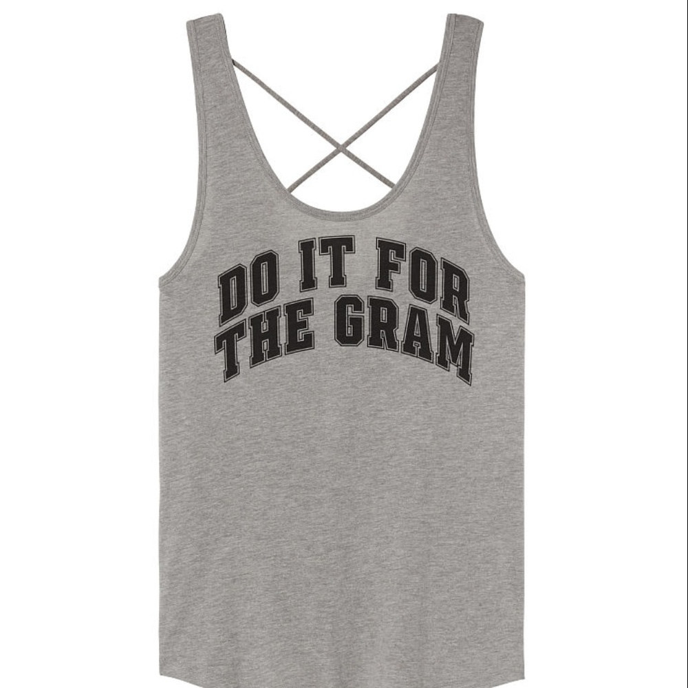 VS PINK STRAPPY BACK TANK "DO IT FOR THE GRAM"